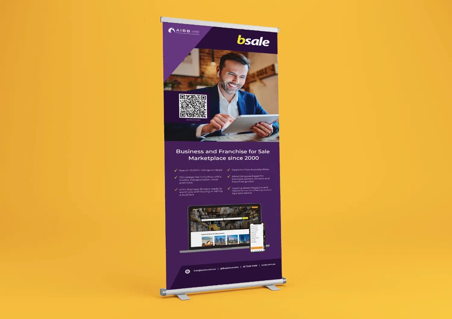 Standee design featuring bold colors and a modern layout, highlighting Maverick creatives approach to promotional materials.