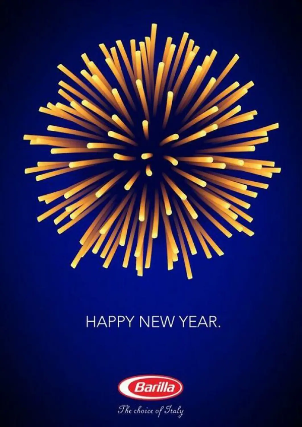 Ingenious Marketing Ads - Barilla ad featuring spaghetti arranged like fireworks for New Year's celebration