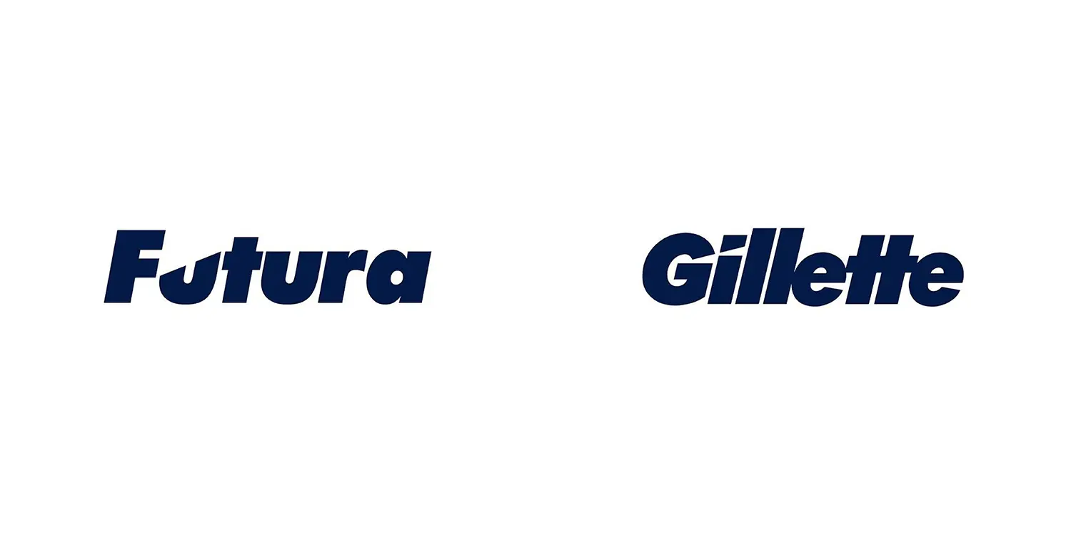 Gillette logo featuring Futura typeface, representing brand typography choices.