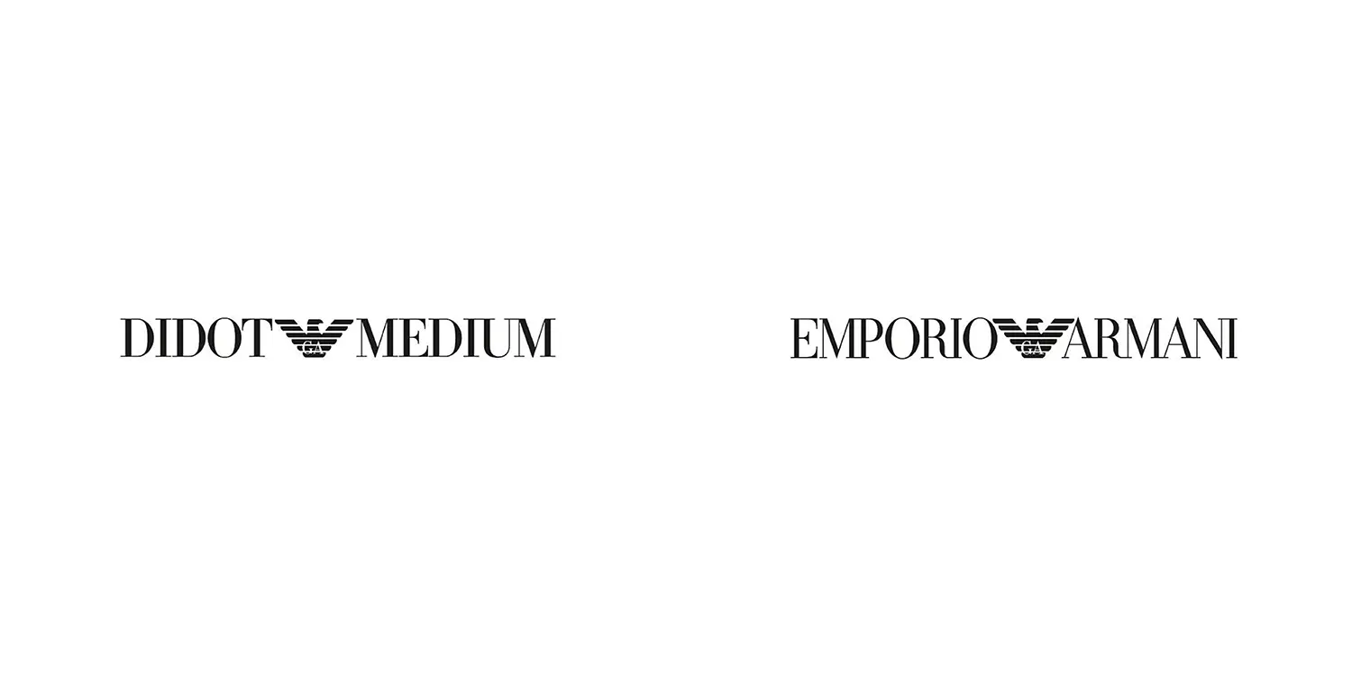 Emporio Armani logo featuring Didot Medium typeface, highlighting typography in branding.