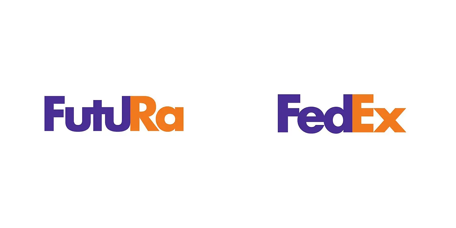 Futura and FedEx logos highlighting iconic font choices in branding.