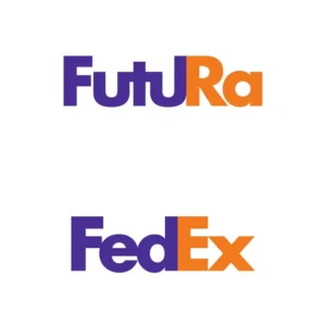 Futura and FedEx logos demonstrating the use of iconic typefaces in branding.